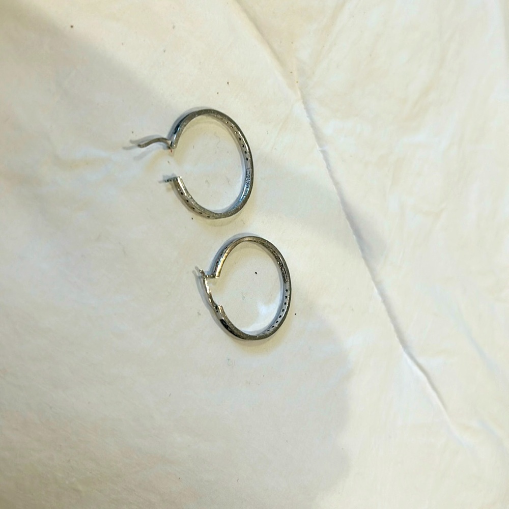 Silver hoops with black detail